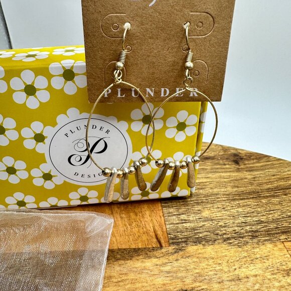 Plunder Design Jade Earrings: Hoop Style With Dangling Charms Lightweight NIB - Picture 1 of 5